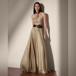 ❌❌RALPH LAUREN COLLECTION SHERRI METALLIC GAUZE EVENING DRESS